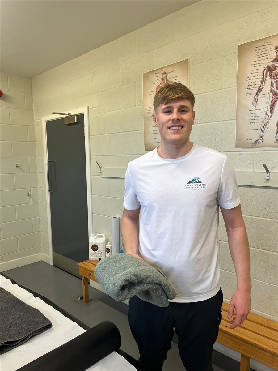 Lewis Wilson in his treatment room at the Cove Youth FC Pavilion